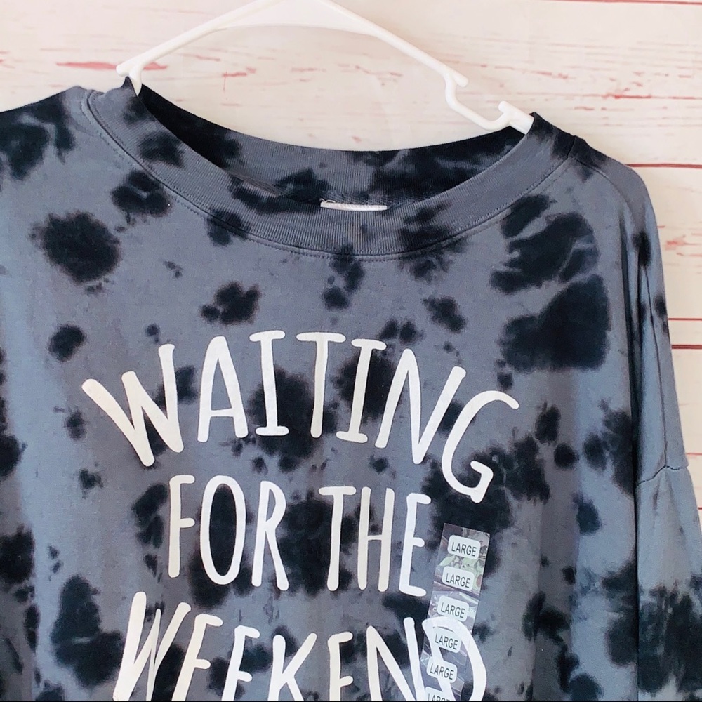 New FREEZE Crop tie dye sweatshirt L gray - Picture 3 of 6